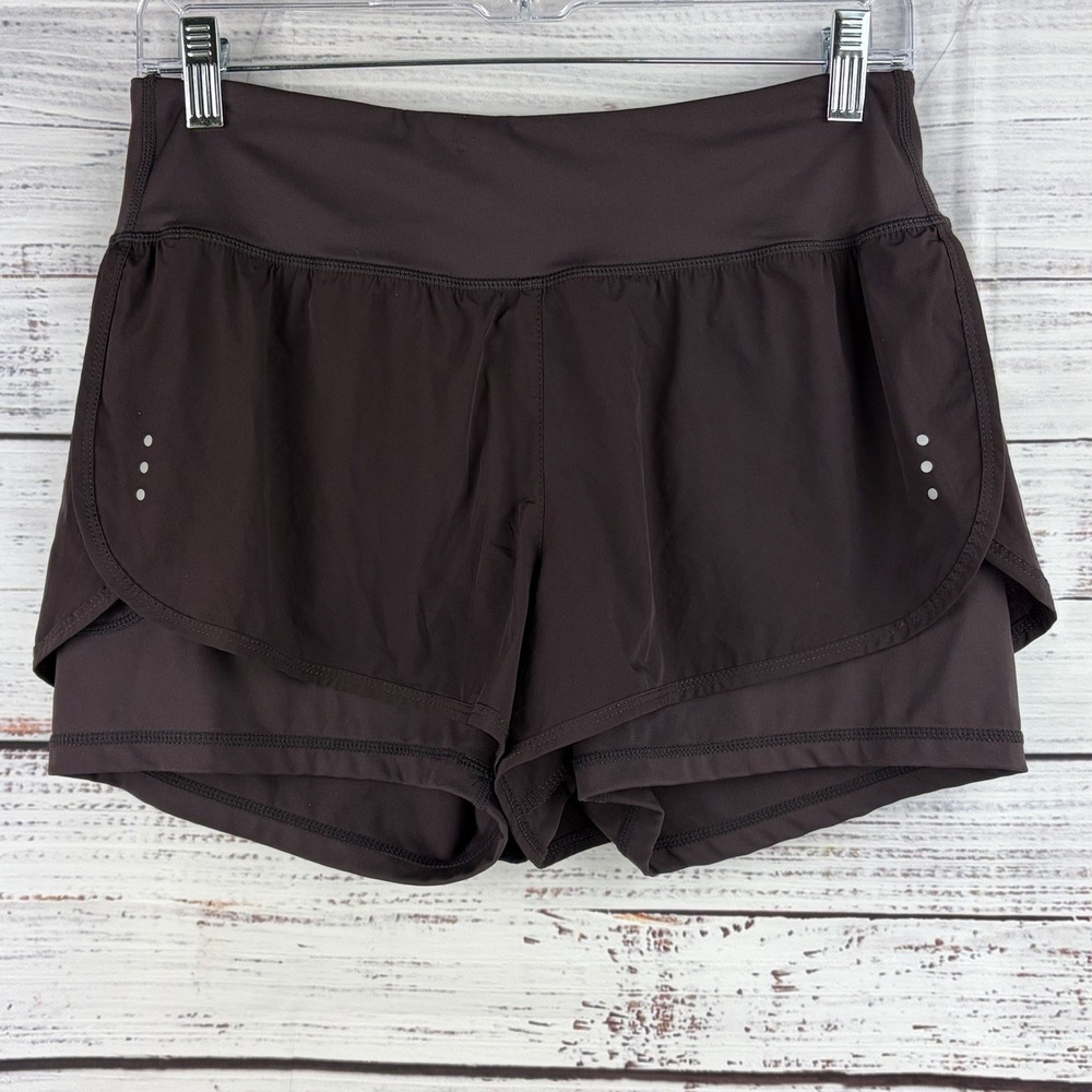Soothfeel 2 in 1 Running Shorts Workout Athletic Gym Dark Purple Shorts‎ Large